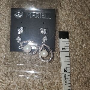 Rhinestone / "Pearl" Drop Earrings